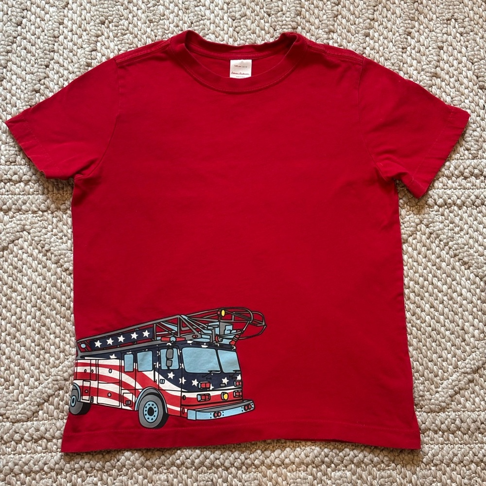 Hanna Andersson Fire Truck American Flag Shirt